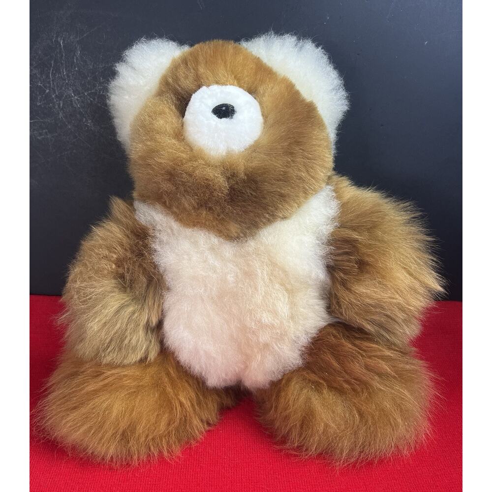Soft Alpaca Teddy Bear Handmade In Peru from 100% Baby Alpaca Brown & Cream NEW